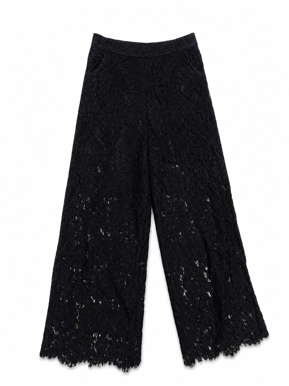 Dolce & Gabbana Matching Eyelet Lace Open Back Crop Top Wide Leg Pants - Picture 6 of 9